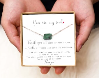 birthstone necklace  gift for her  Unbiological Sister Best Friend Necklace BFF Gift Best Friend Birthday Bestie raw gemstone