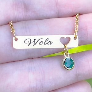 Personalized jewelry, name necklace ,BAR step Daughter Gift,Bonus Daughter ,Stepdaughter,Birthday,Gift,second daughter 2nd,daughter in law imagem 4