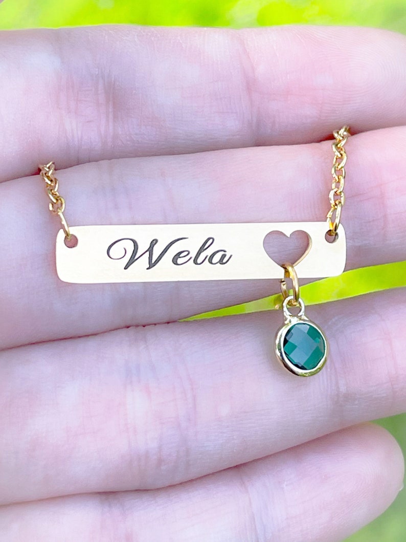 Personalized jewelry, name necklace ,BAR step Daughter Gift,Bonus Daughter ,Stepdaughter,Birthday,Gift,second daughter 2nd,daughter in law imagem 4