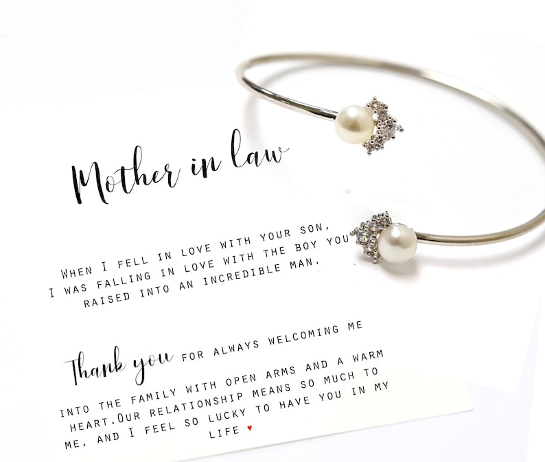 Mom wedding gift from daughter Mother in law step bonus mom mother of the Groom bride bridal fresh water pearl bracelet mother necklace gift 