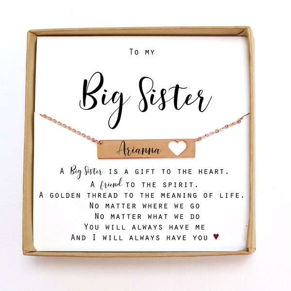Personalize Gift Big Sister Necklace Gift Sister Gifts Big Sister Birthday Gift for Big Sister Jewelry Gift for Sister Custom name Necklace