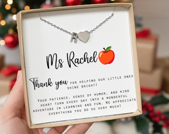 Teacher appreciation gift personalized gift preschool pre K teacher high school  teacher  school teacher INS heart initial apple