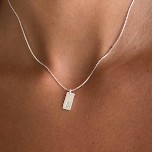 14K Gold Initial necklace, Sterling Silver Letter Necklace, Mini Tag necklaces for women, gift for her, letter necklace, personalized gift