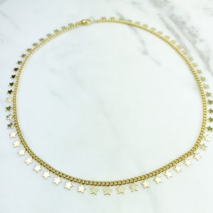 24k Gold filled necklace, Star Curb Chain Necklace, gold necklace, dainty necklace, necklaces, chain necklace, womens necklace,Star Necklace