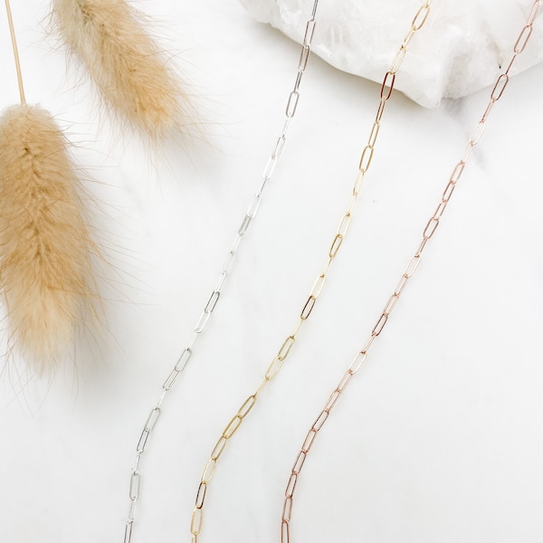 Collier chaîne trombone délicat, colliers pour femmes, collier à maillons, collier rempli d'or, tour de cou, collier chaîne, superposition de colliers