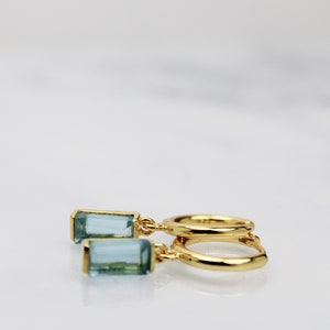 Baguette earrings, silver earrings, Opal earrings, amethyst earrings, Gold hoop earrings, birthday gift for her, gifts for her, emerald