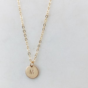 14k Gold Filled Personalized initial necklace gift, Coin necklace, Gold necklace, gift for women, dainty jewelry, dainty necklaces