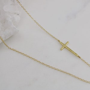 Easter Communion Confirmation Gift Cross necklace women, sideways cross necklace, gold cross necklace, dainty jewelry, gifts for her, gift for women,  necklaces for women