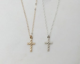 Cross necklace sterling silver, baptism gift, dainty jewelry, gifts for her, religious necklace, gift for women, gold cross necklace