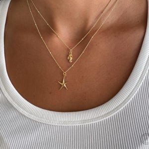 Dainty gold necklace, Starfish Necklace,Pendant necklace, gift for her, dainty jewelry, Necklaces for women, 14k gold vermeil, Ocean Jewelry