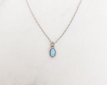 Opal necklace, silver necklace, dainty necklace, october birthstone, Dainty jewelry, jewelry, birthday gifts for her, simple necklace