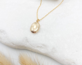 Mini Locket necklace, oval Locket necklace, gifts for her, birthday gift, vintage look locket, gold plated locket necklace, jewelry, gifts