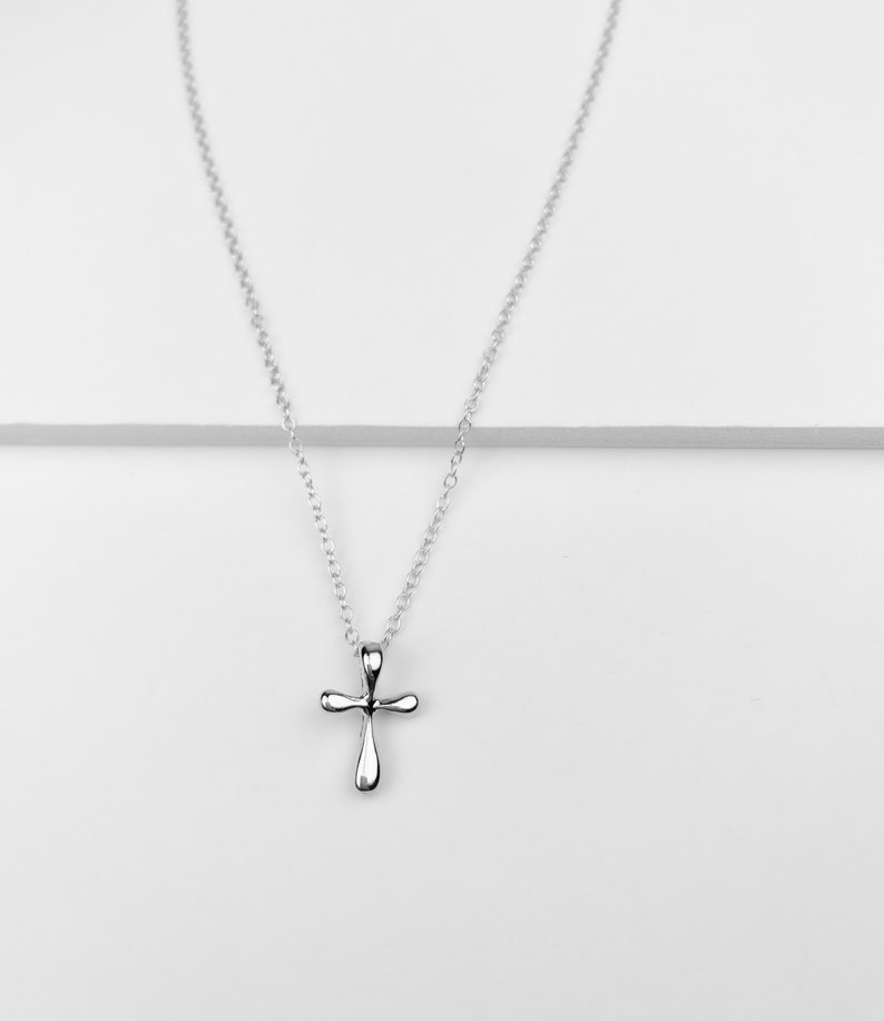 Sterling silver cross necklace, 14k gold cross, tiny cross necklace, bubble cross necklace, dainty jewelry, gifts for her, gift for women