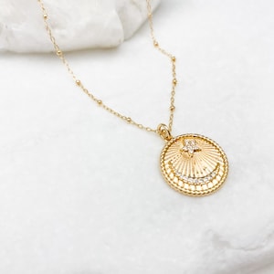 Gold Necklace, Celestial Necklace, Pendant Necklace, Jewelry, Gift for ...