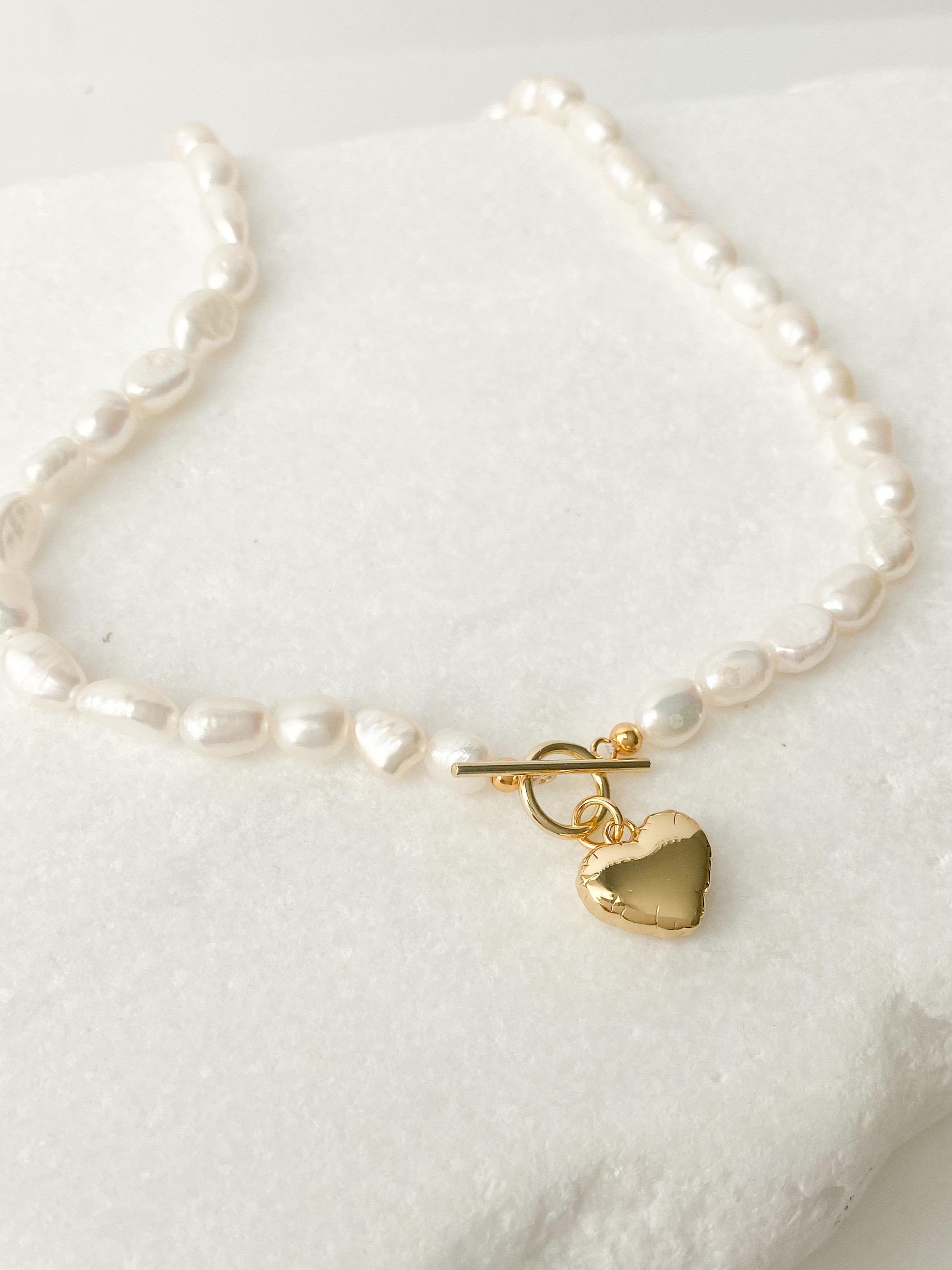 Freshwater Pearl Necklace, Pearl Chain Necklace, Toggle