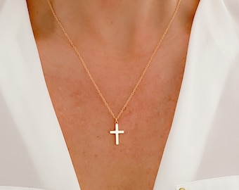 Gold Filled Cross Necklace, Dainty Pendant, Religious Jewelry