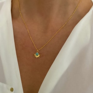 Pendant Necklace , Gold necklace, Turquoise necklace, Sun necklace, Jewelry, necklaces, dainty necklace, necklaces for women, gifts for her