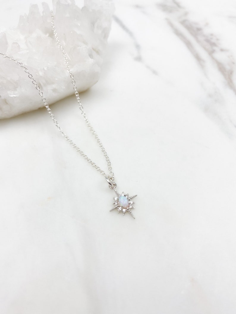 Opal star necklace, Silver Necklace, Opal necklace, Necklaces for women, birthday gift for her, jewelry gift, gift for her, jewelry SS12 image 6