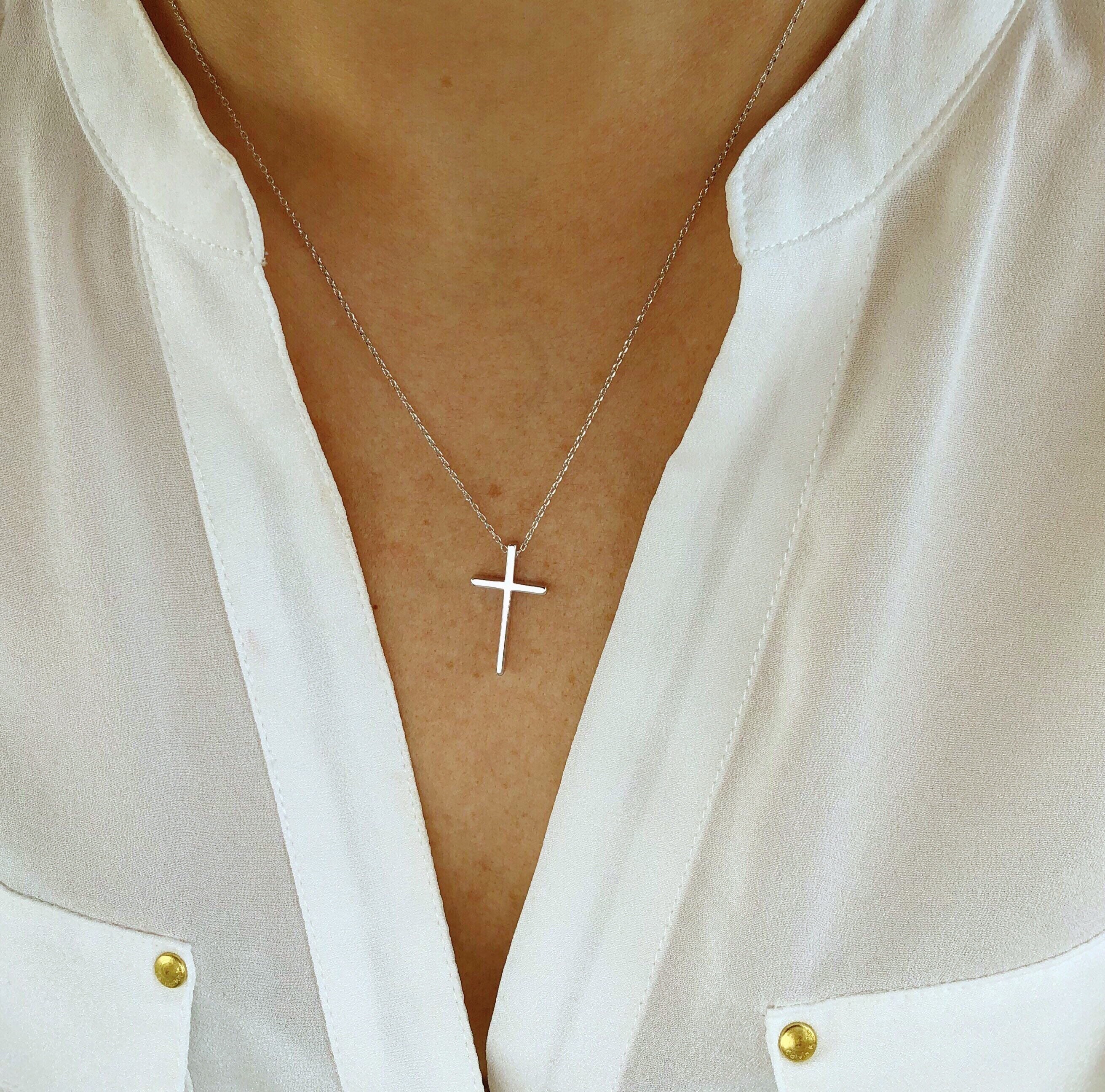【サイズ】 YL Women's Cross Necklace Sterling Silver Infinity Crucifix ...