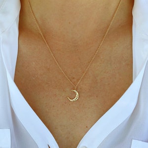 Crescent moon necklace, celestial, gold necklace, moon necklace, necklaces for women, dainty necklace, birthday gifts for her