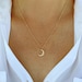 Crescent moon necklace, celestial, gold necklace, moon necklace, necklaces for women, dainty necklace, birthday gifts for her 