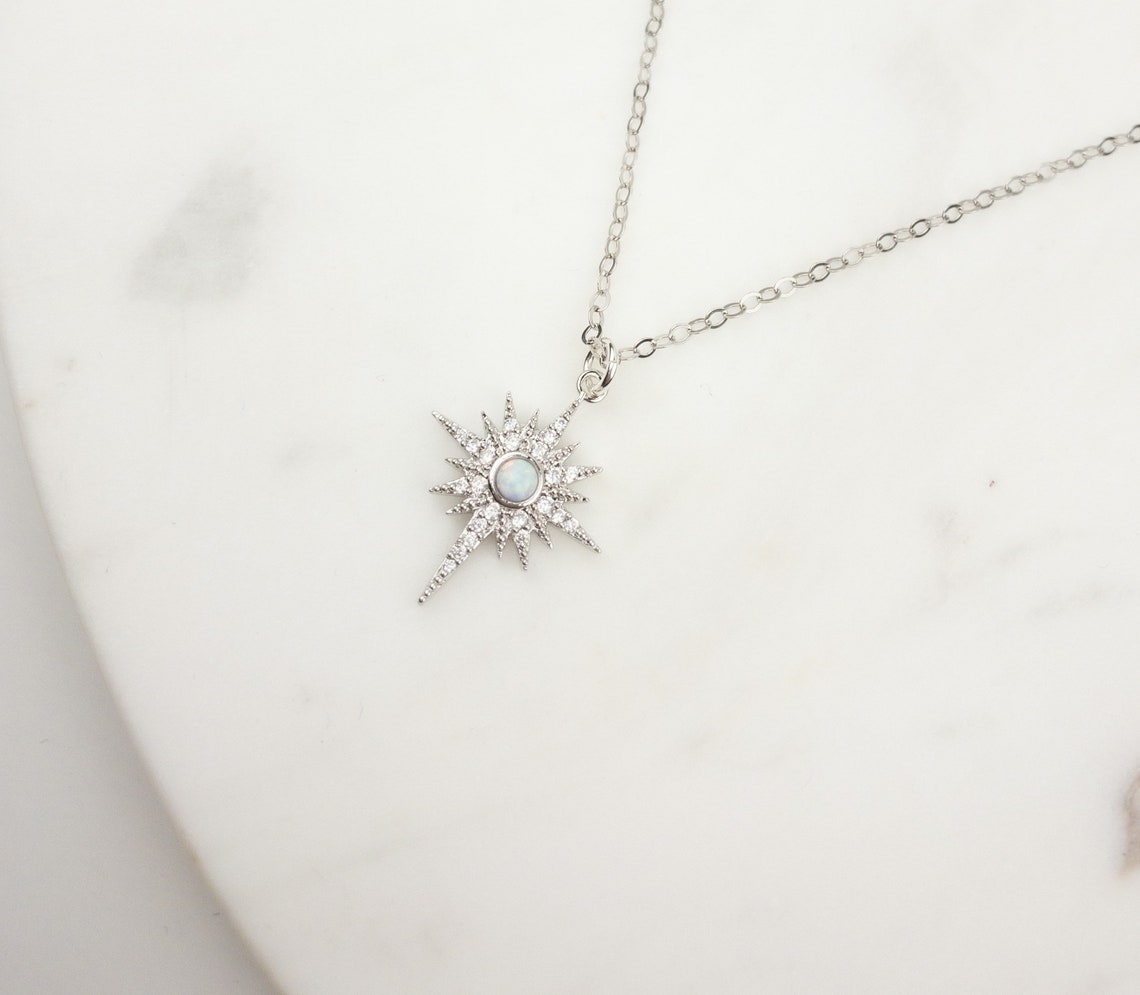 Necklaces for Women Celestial Jewelry Opal Necklace Silver - Etsy