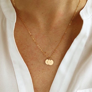 14k Gold Filled Personalized initial necklace gift, Coin necklace, Gold necklace, gift for women, dainty jewelry, dainty necklaces