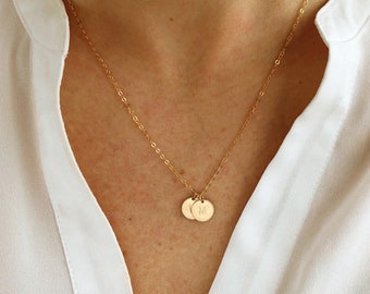 14k Gold Filled Personalized initial necklace gift, Coin necklace, Gold necklace, gift for women, dainty jewelry, dainty necklaces