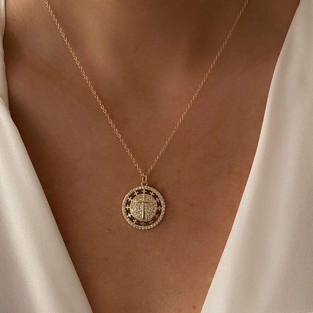 Cross Necklace for Women Gold Beaded Necklace Stylish Cross Pendant Necklace
