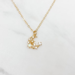 Crescent moon necklace, opal necklace, gold necklace, moon necklace, necklaces for women, dainty necklace, birthday gifts for her