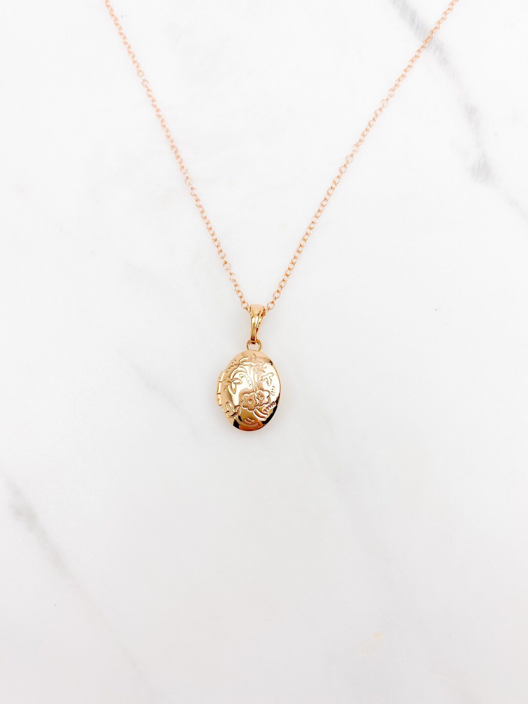 Rose Gold Locket Necklace, Gifts for Her, Birthday Gift, Dainty Locket