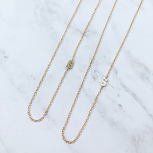 Sideways initial necklace, bridesmaid gift, dainty initial necklace, personalized jewelry, initial necklace, dainty jewelry, gift for her