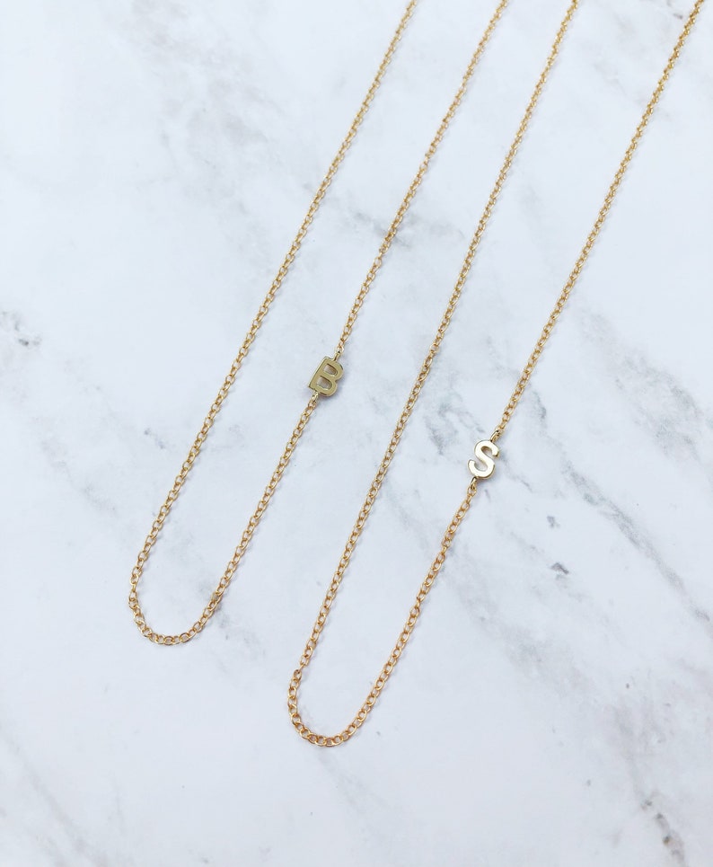 Sideways initial necklace, bridesmaid gift, dainty initial necklace, personalized jewelry, initial necklace, dainty jewelry, gift for her