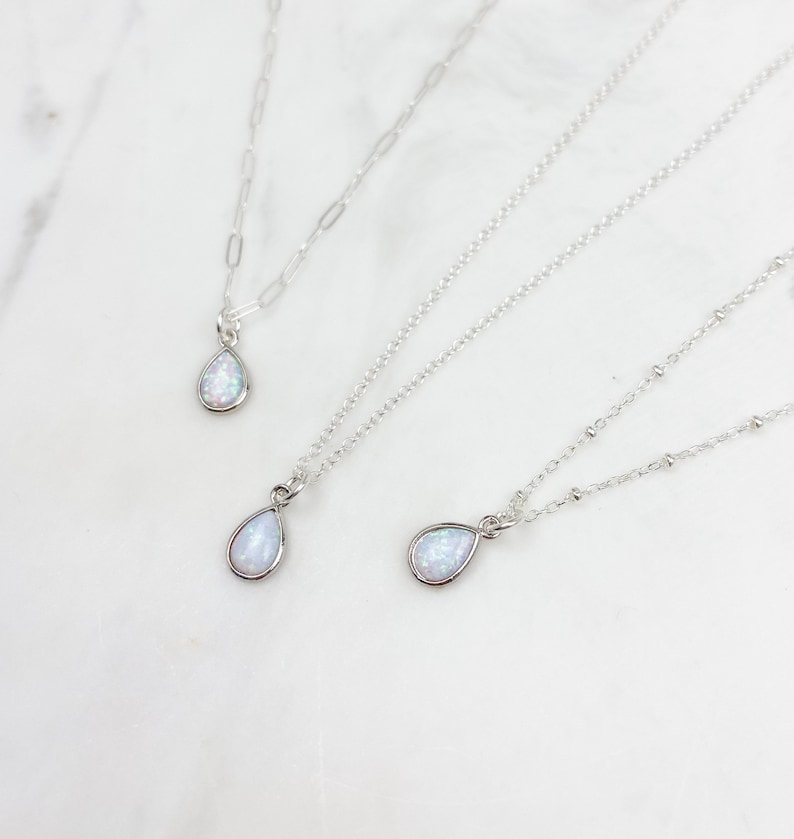 Opal Necklace, dainty necklace, Silver Necklace, Necklaces for women, birthday gift for her, jewelry gift, gift for her, jewelry image 6