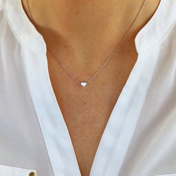 Sterling Silver Dainty Heart Necklace – Macaroon Jewellery