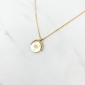 Evil Eye Necklace, dainty necklace, gold plated necklace, necklaces for women, gift for her, dainty jewelry, medallion necklace, jewelry