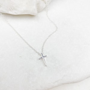 Silver Cross Necklace, Tiny Cross, Sterling Silver, Gold Cross, Rose ...