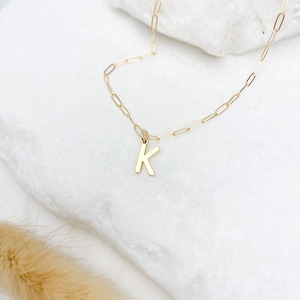 14k Gold filled paperclip chain necklace with Letter, Gold necklace, Initial necklace, Dainty necklace, jewelry gift for her, necklaces