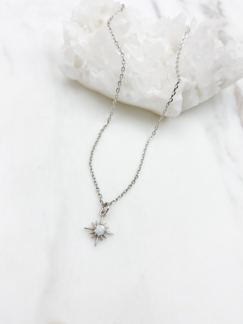 Necklaces for women, tiny opal necklace, silver necklace, Star pendant, dainty necklace, birthday gift for her, gifts for her image 4