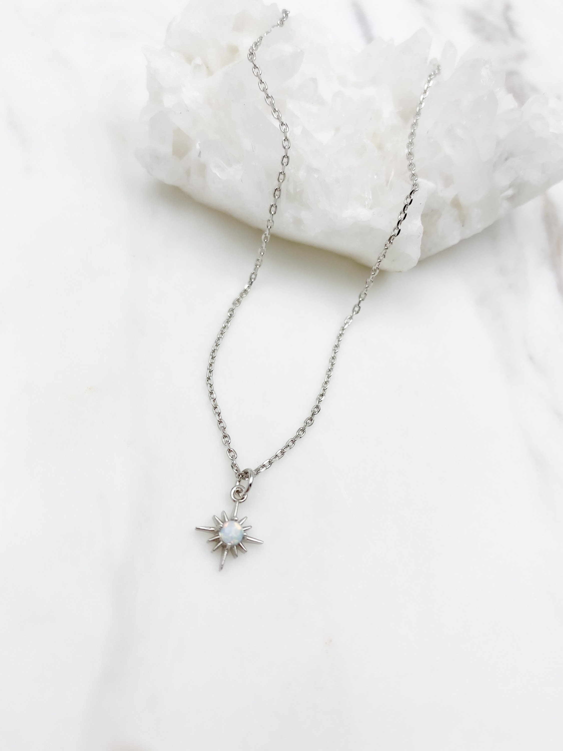 Necklaces for Women Tiny Opal Necklace Silver Necklace Star - Etsy