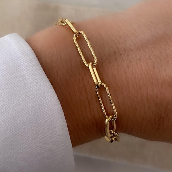 24k Gold bracelet, gold bracelet, Paperclip bracelet, bracelets, chain bracelet, womens bracelet, Unique Bracelet, Gift for her
