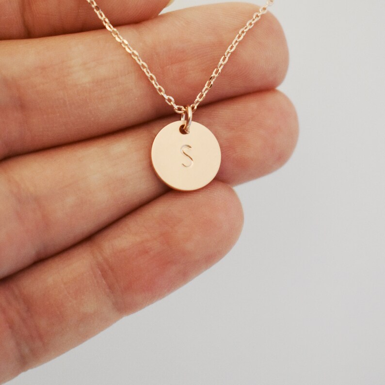 Initial Necklace Rose Gold Necklace Initial Pendant Etsy