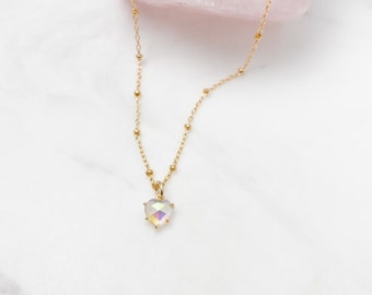 Heart necklace, iridescent heart necklace, dainty necklace, necklaces for women, gold necklace, gifts for women, gift for her,valentine gift