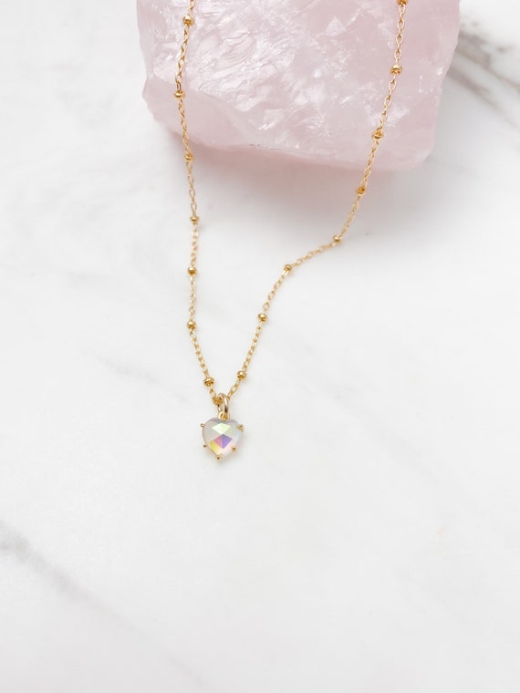 Heart necklace iridescent heart necklace dainty necklace necklaces for women gold necklace gifts for women gift for her valentine gift