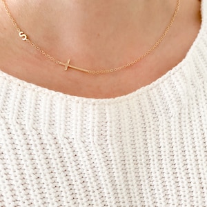 Cross necklace women, initial necklace, gold necklace, gold cross for women, jewelry, gift for her, necklaces for women, personalized gift