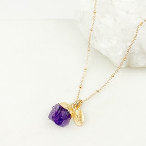 Raw Amethyst Necklace, birthstone necklace, Personalized necklace, Birthstone Jewelry February Birthday Gift, Purple Amythest Gifts for her