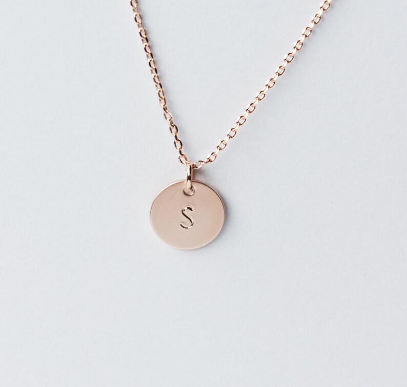 Initial Necklace Rose Gold Necklace Initial Pendant Etsy