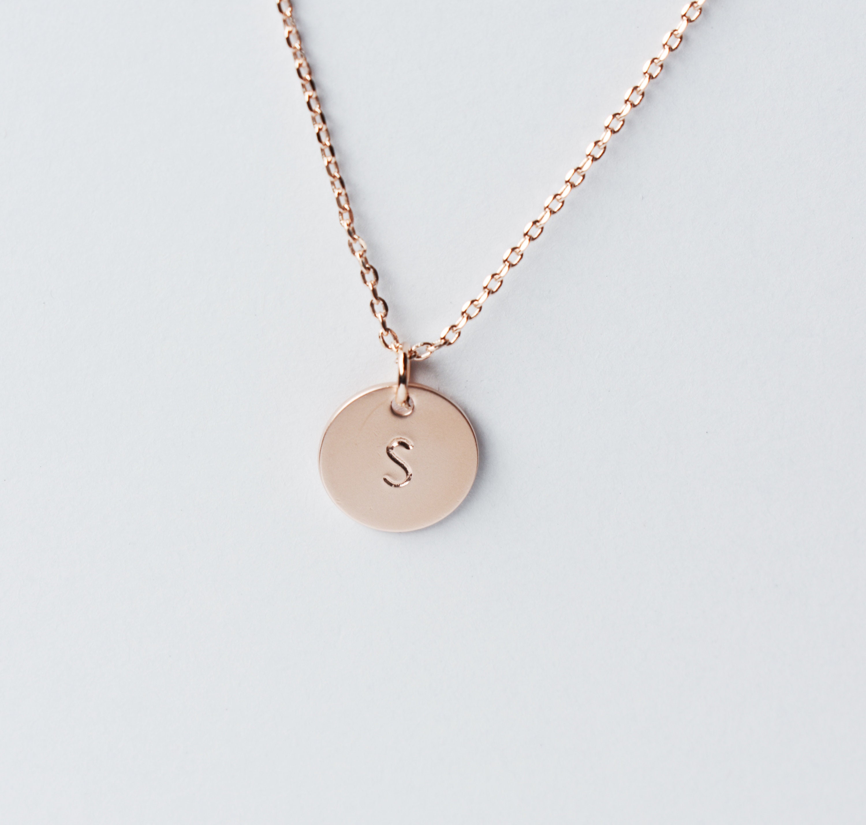 Initial Necklace Rose Gold Necklace Initial Pendant - Etsy