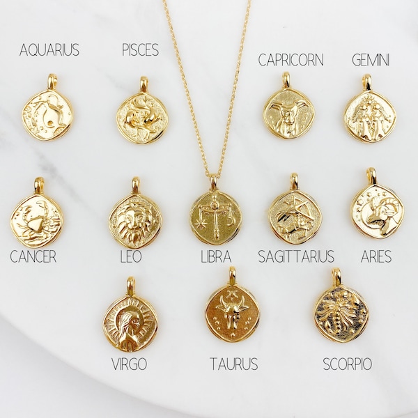Zodiac Necklace, gold necklace, birthday gift for her, Handmade Jewelry, Jewelry, necklaces for women, dainty necklace, pendant necklace