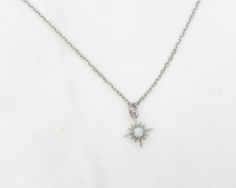 Necklaces for women, tiny opal necklace, silver necklace, Star pendant, dainty necklace, birthday gift for her, gifts for her